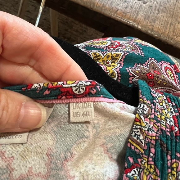 Boden Floral V-Neck Maxi Dress Teal and Pink Size 6 R Comfy Stylish Stretchy - Picture 5 of 5